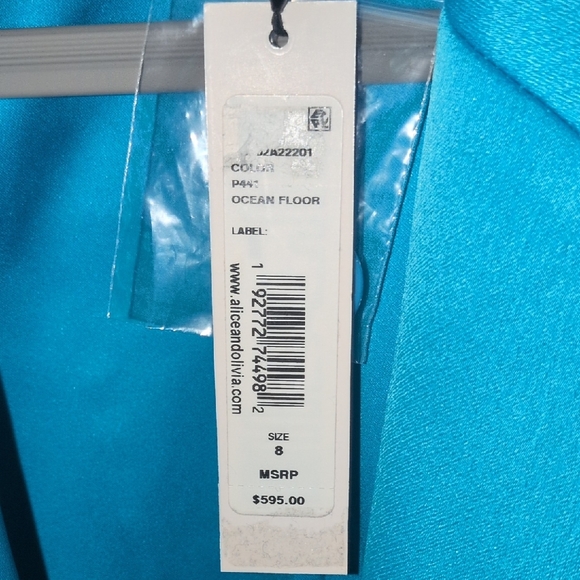 NWT Alice + Olivia Blue Blazer Sz 8 Color Ocean Floor - Picture 8 of 12